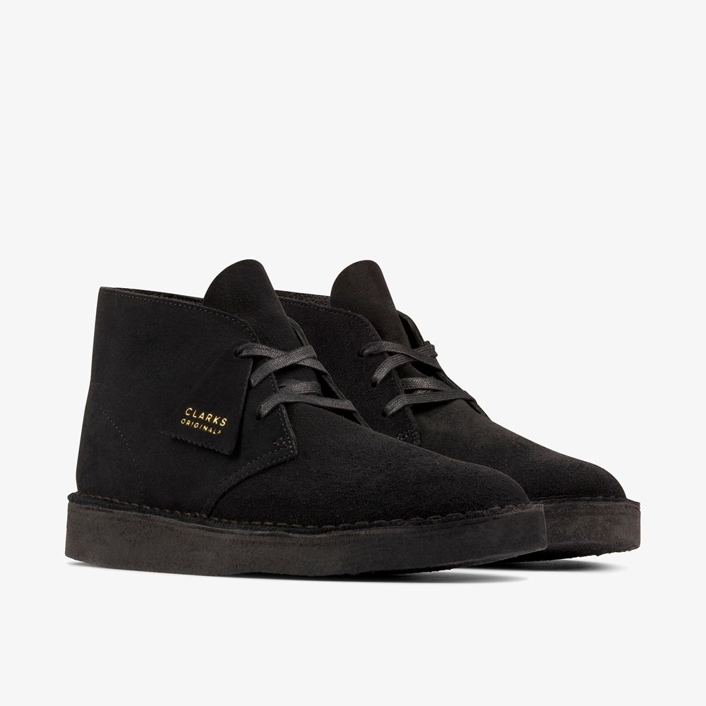 Black Clarks Men's Desert Coal Boots | 537JSXDPI