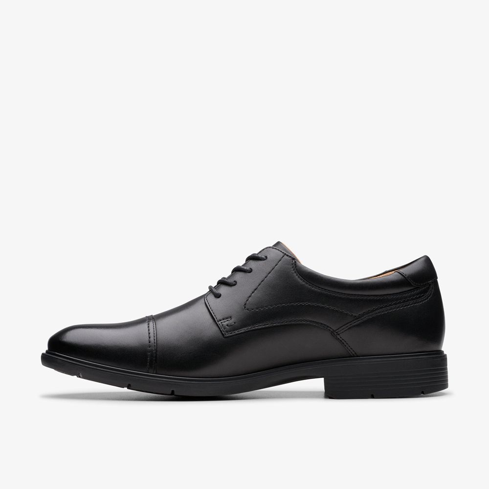 Black Clarks Men's Eldredge Cap Oxfords | 613CLWAUE