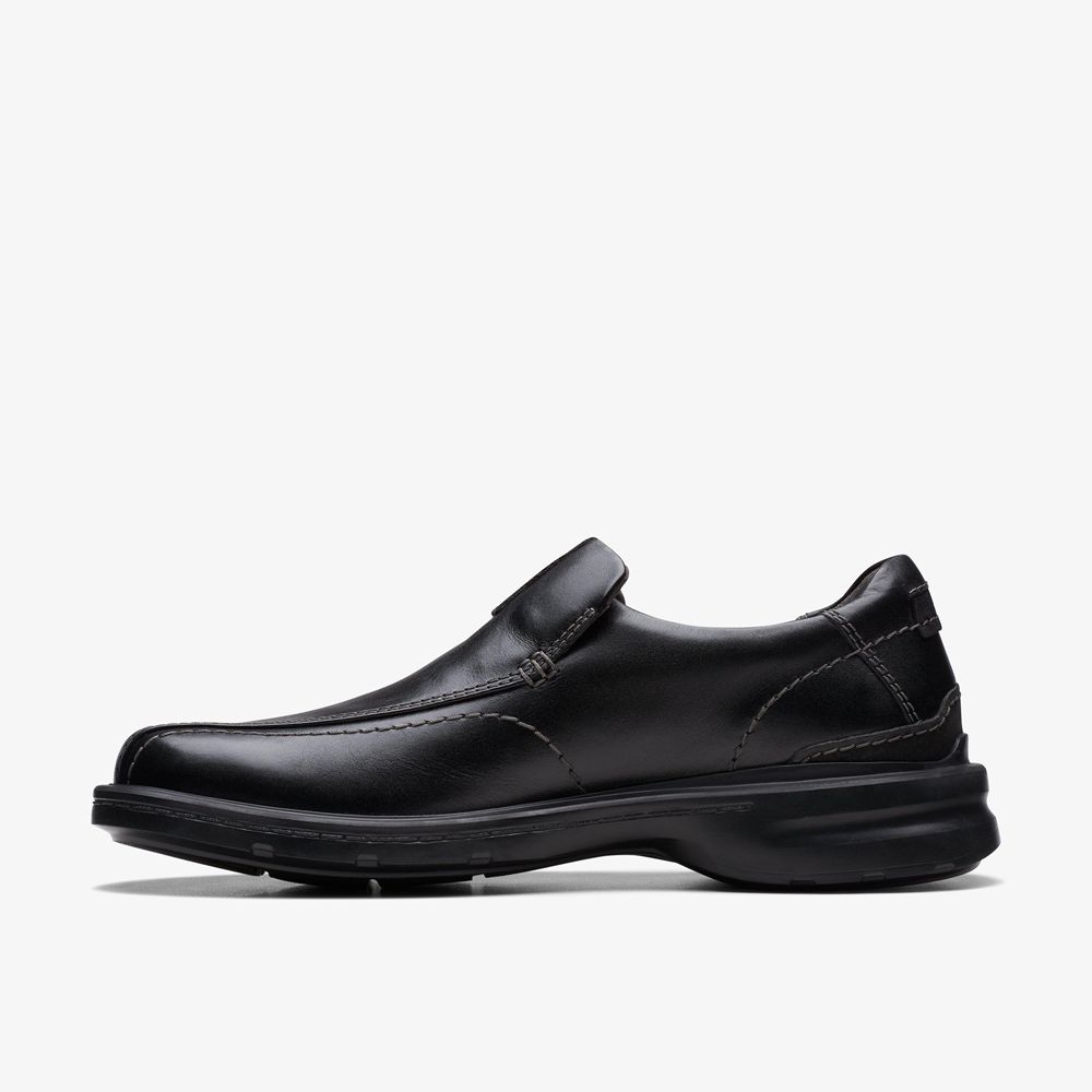 Black Clarks Men's Gessler Step Loafers | 862MTFNCO