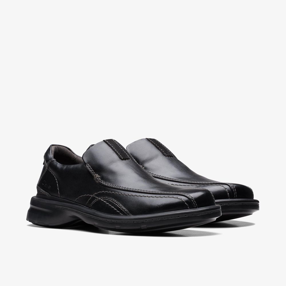 Black Clarks Men's Gessler Step Loafers | 862MTFNCO