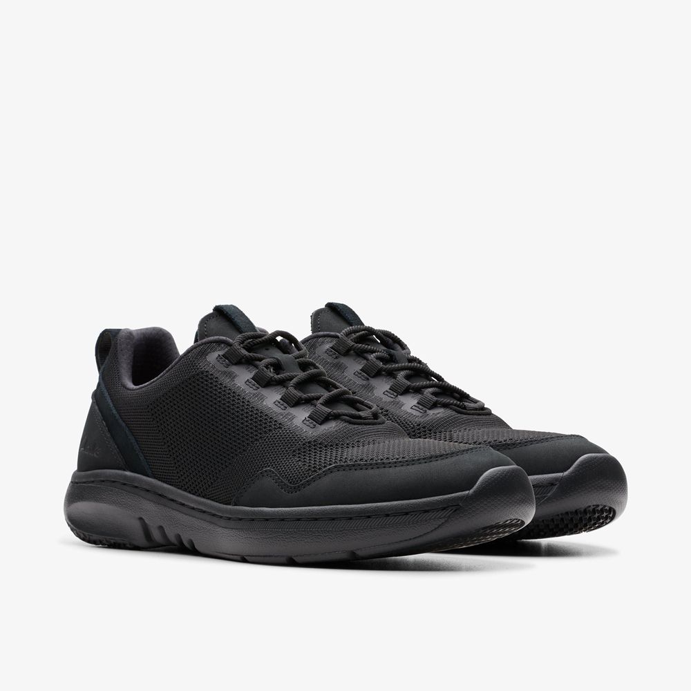 Black Clarks Men's Pro Knit Sneakers | 483NMTPFC