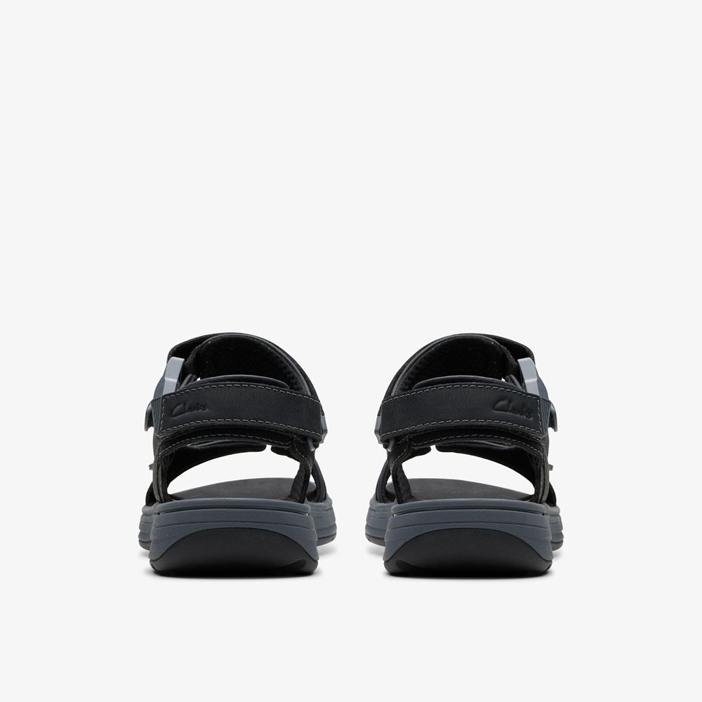 Black Clarks Men's Saltway Trail Flat Sandals | 698OLKCJY