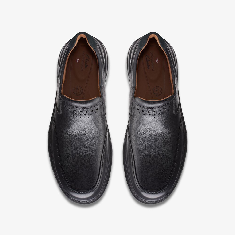 Black Clarks Men's Un Brawley Step Loafers | 715ELJNAY