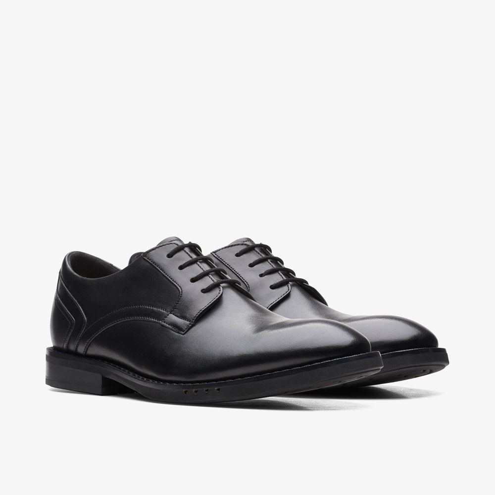 Black Clarks Men's Un Hugh Lace Oxfords | 406AVMBWD