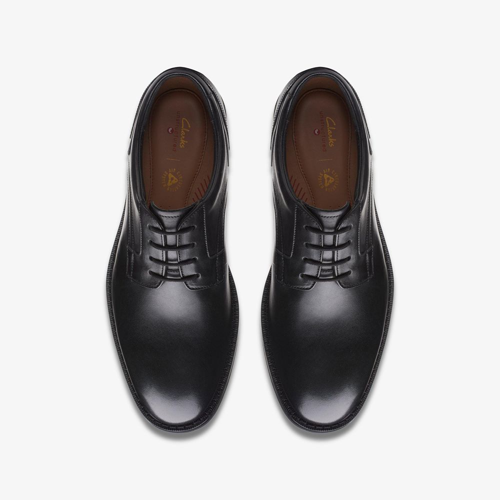 Black Clarks Men's Un Hugh Lace Oxfords | 406AVMBWD