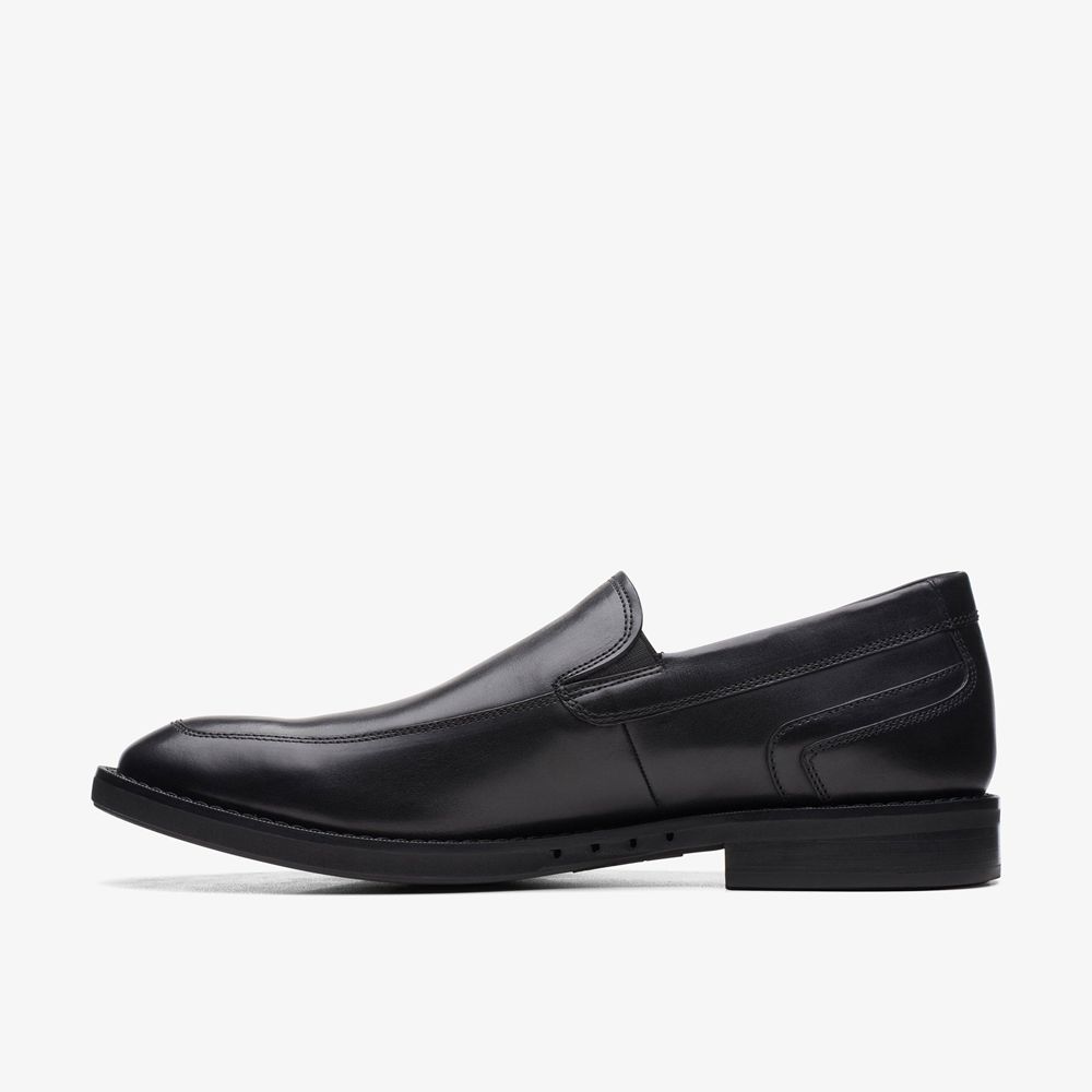 Black Clarks Men's Un Hugh Step Loafers | 583WPFSDJ