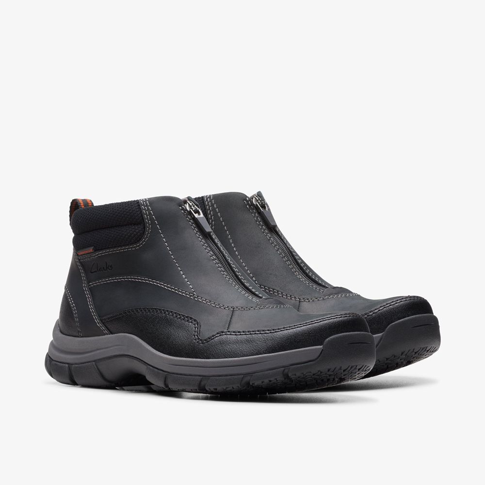 Black Clarks Men's Walpath Zip Boots | 825QWVJYH