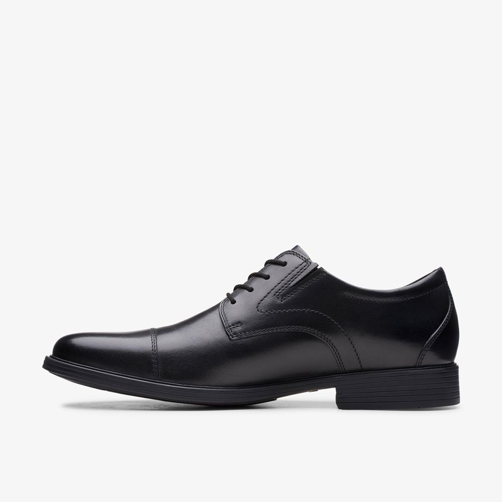 Black Clarks Men's Whiddon Cap Oxfords | 247PUNOYT