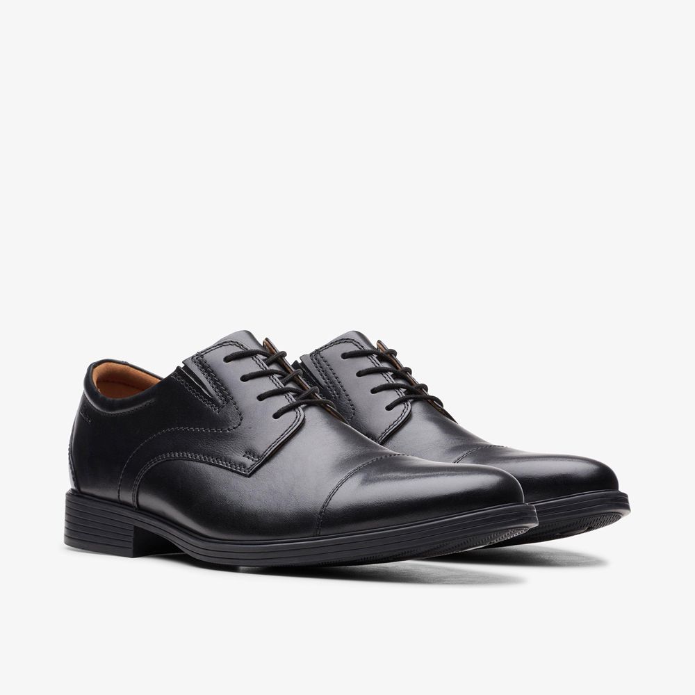 Black Clarks Men's Whiddon Cap Oxfords | 247PUNOYT