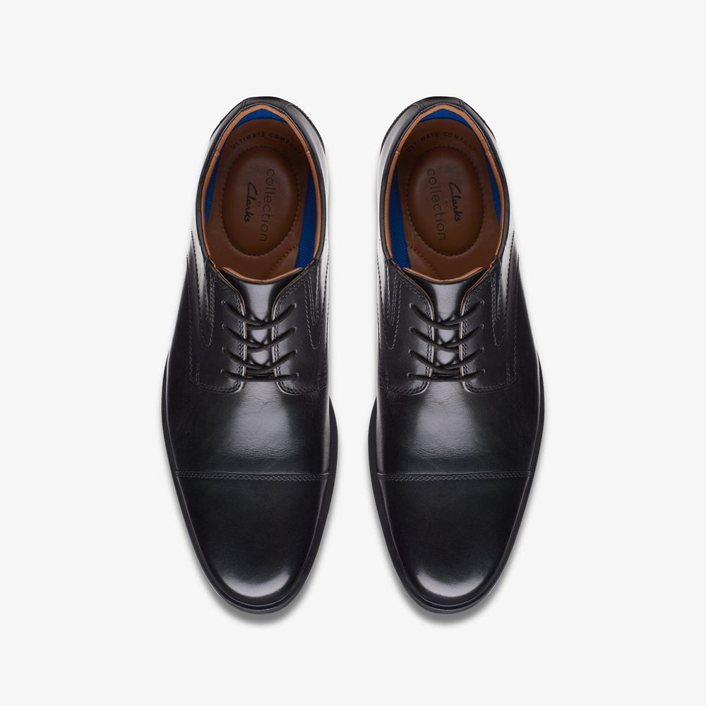 Black Clarks Men's Whiddon Cap Oxfords | 247PUNOYT