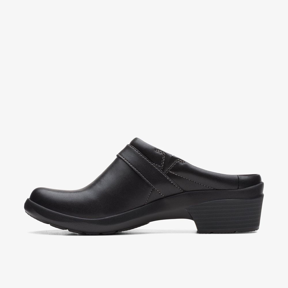 Black Clarks Women's Angie Mist Mules | 410IVTYQM