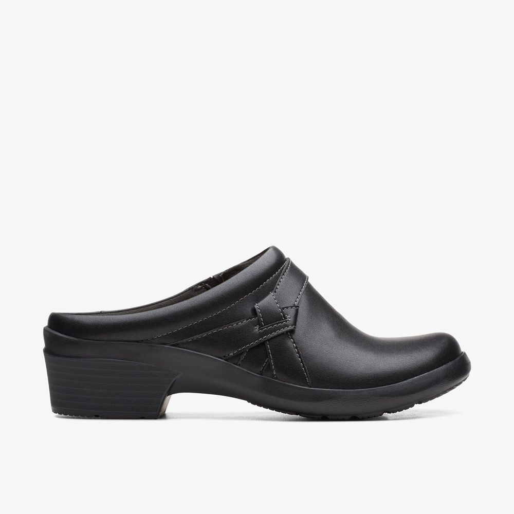 Black Clarks Women\'s Angie Mist Mules | 410IVTYQM