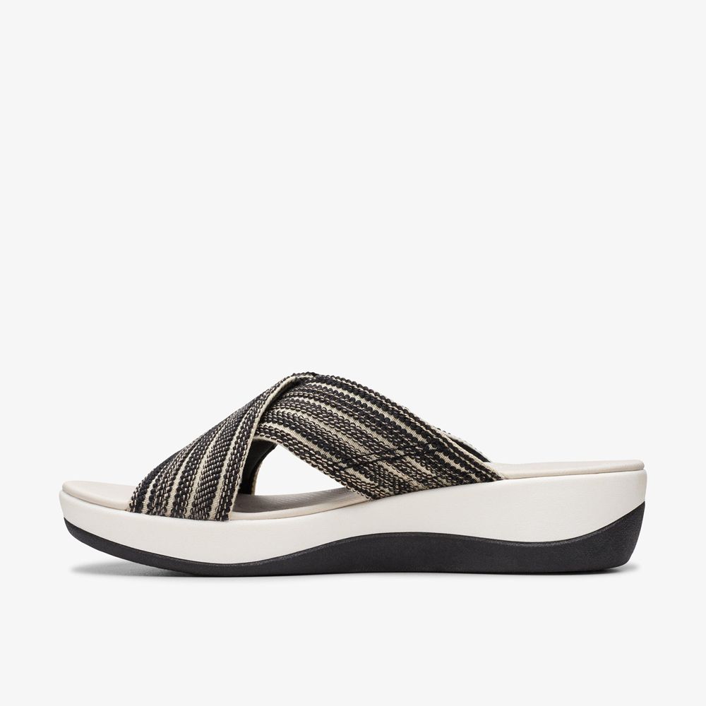 Black Clarks Women's Arla Wave Wedge Sandals | 648NHQCYK