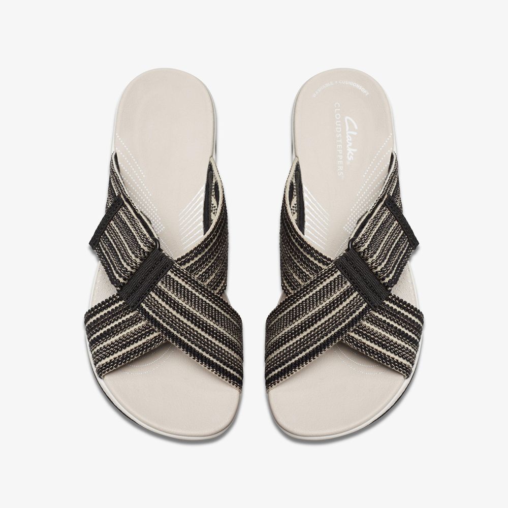 Black Clarks Women's Arla Wave Wedge Sandals | 648NHQCYK