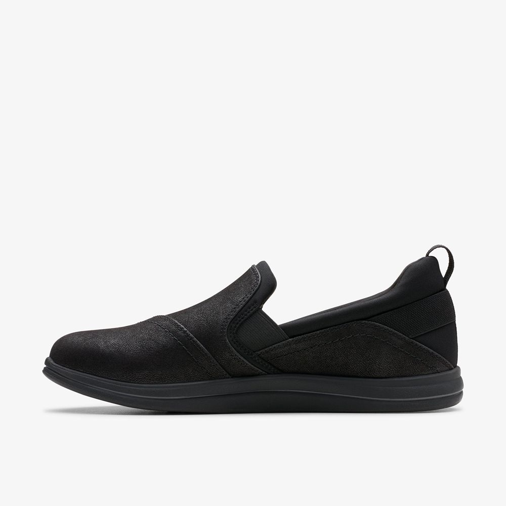 Black Clarks Women's Breeze Dawn Slip On Shoes | 529HYZSTW