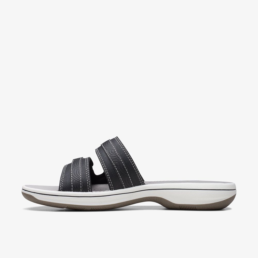 Black Clarks Women's Breeze Piper Flat Sandals | 201LXDNPY