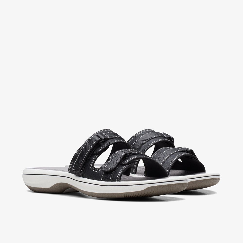 Black Clarks Women's Breeze Piper Flat Sandals | 201LXDNPY