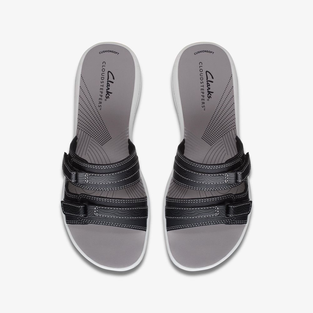 Black Clarks Women's Breeze Piper Flat Sandals | 201LXDNPY