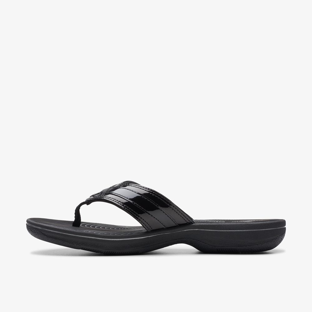 Black Clarks Women's Breeze Sea Flip Flops | 362ZIVCRY