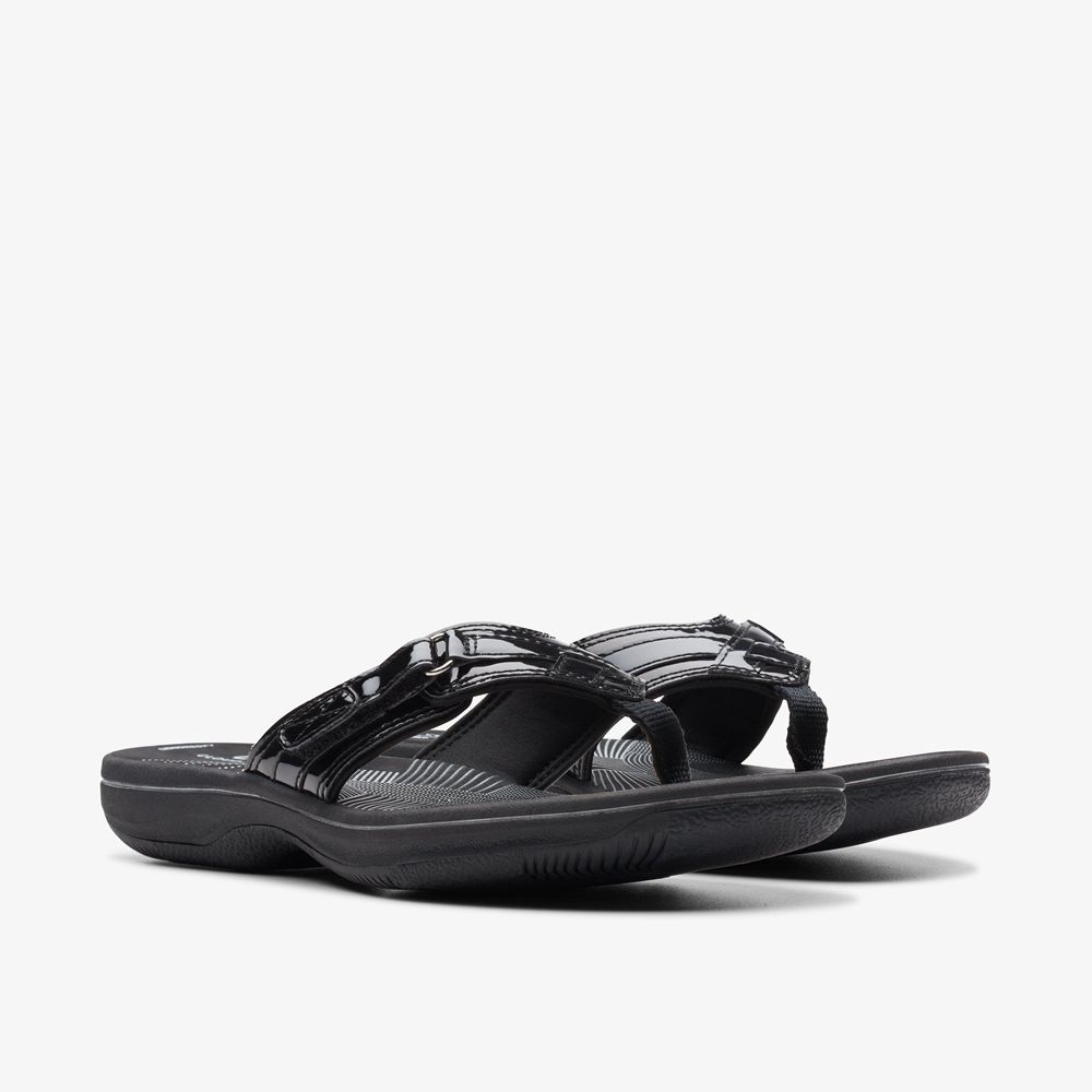 Black Clarks Women's Breeze Sea Flip Flops | 362ZIVCRY