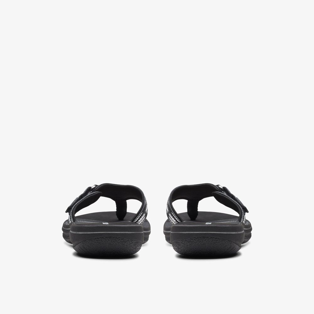 Black Clarks Women's Breeze Sea Flip Flops | 362ZIVCRY