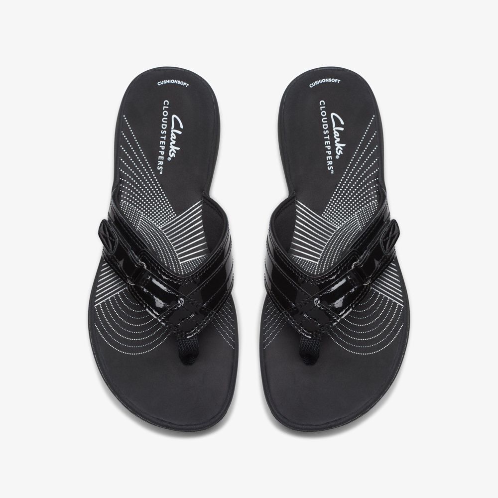 Black Clarks Women's Breeze Sea Flip Flops | 362ZIVCRY