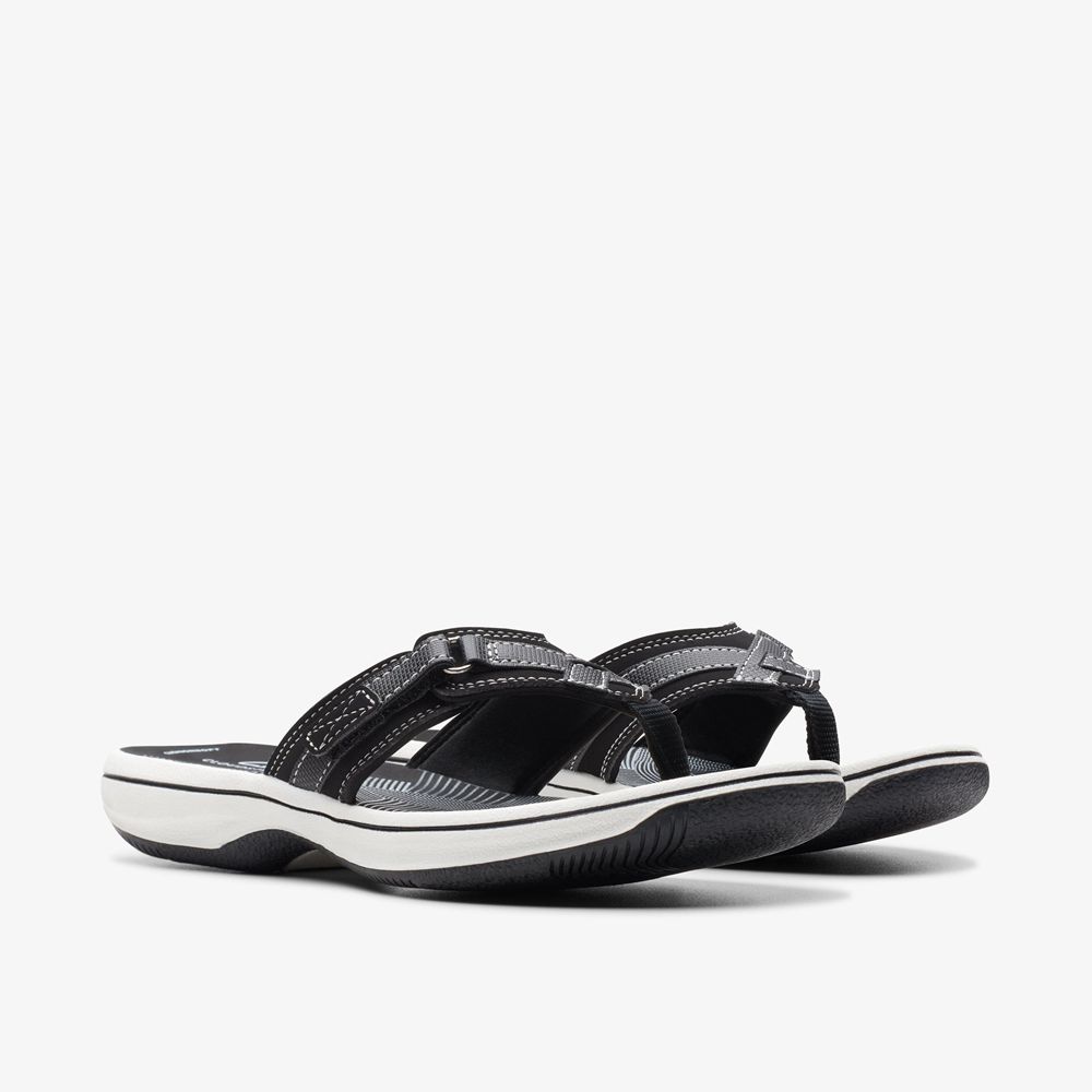 Black Clarks Women's Breeze Sea Flip Flops | 514LNDJWQ