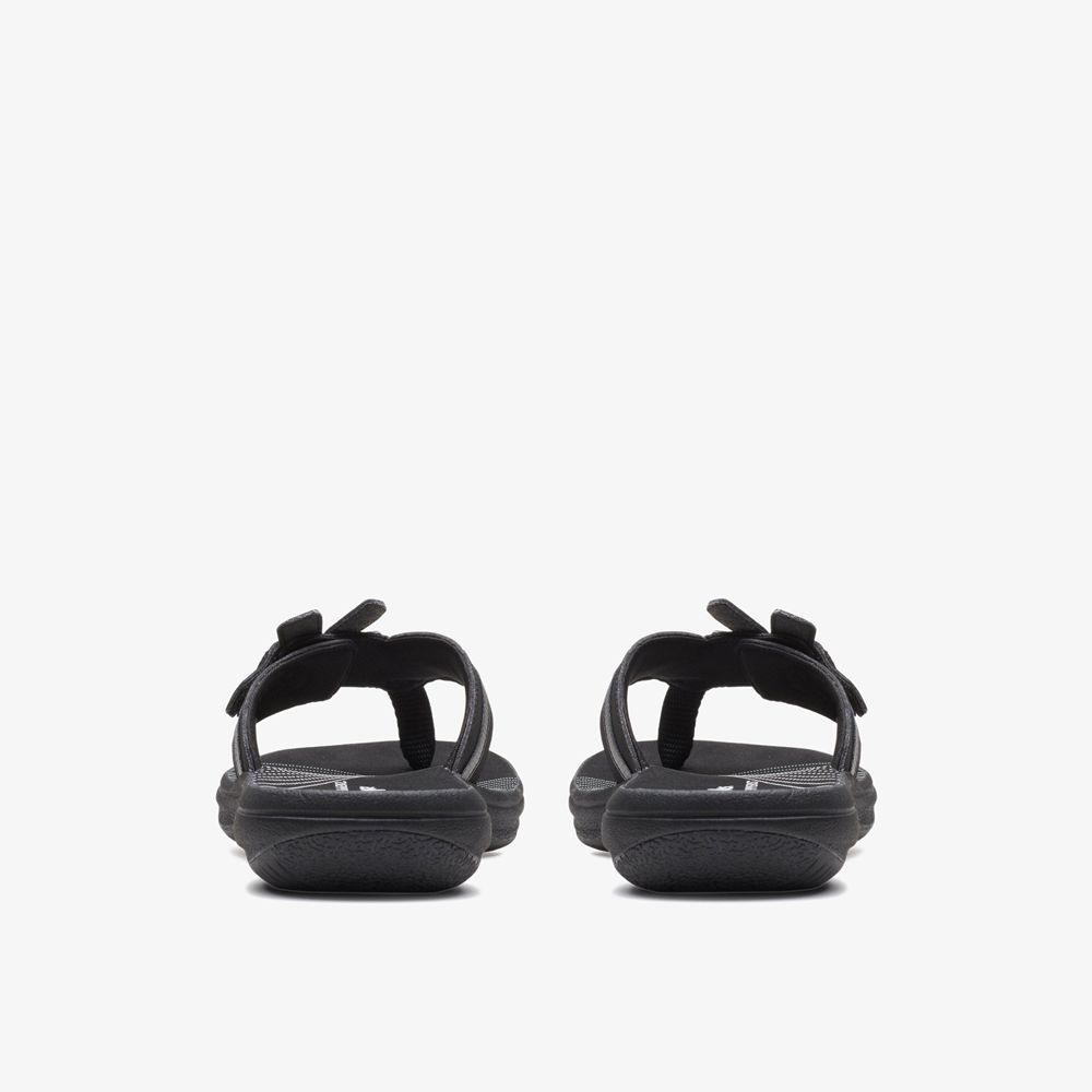 Black Clarks Women's Brinkley Flora Flip Flops | 830MVIYPU