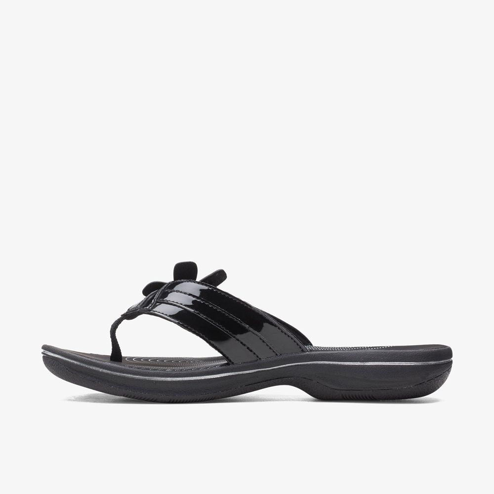 Black Clarks Women's Brinkley Flora Flip Flops | 615YDIXEK