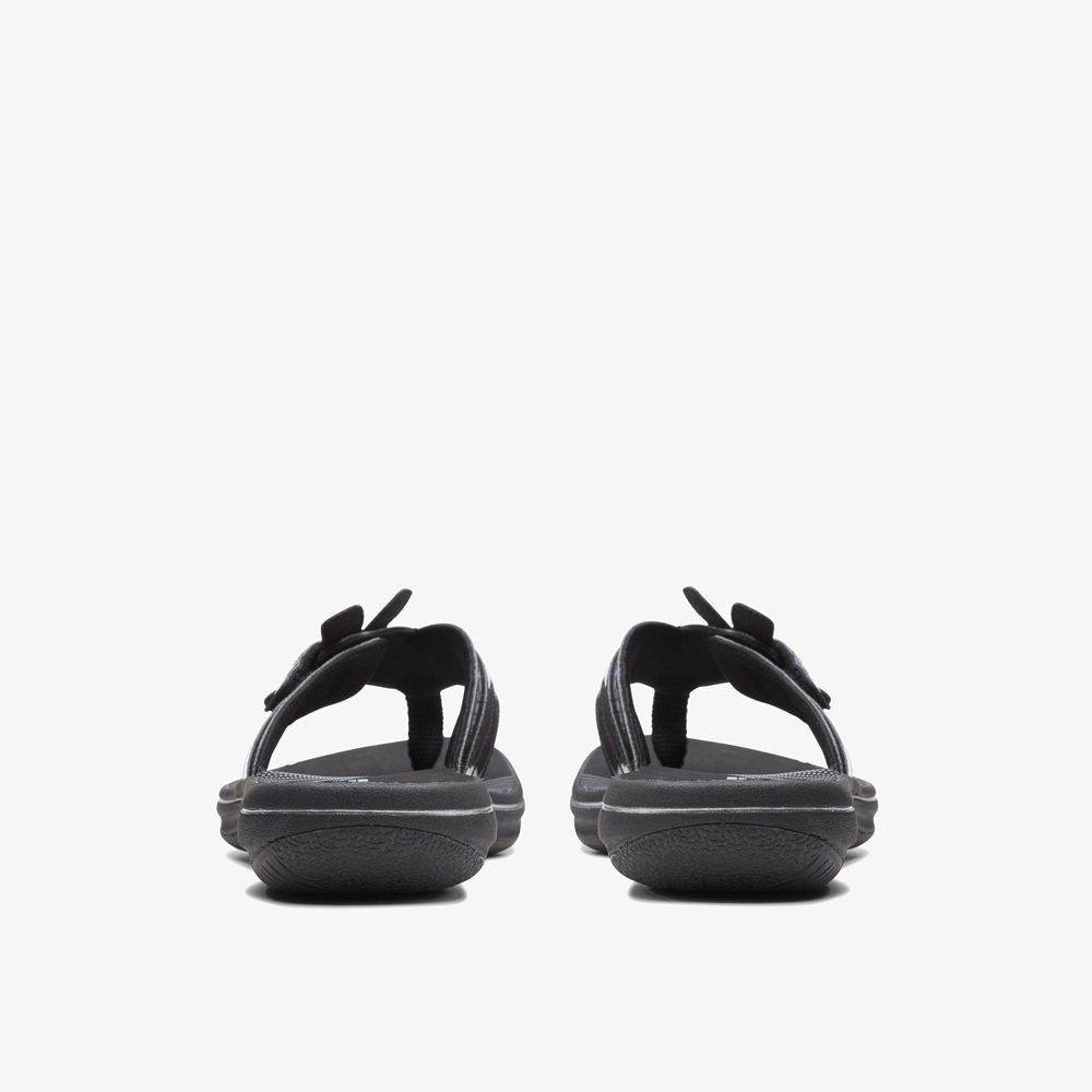 Black Clarks Women's Brinkley Flora Flip Flops | 615YDIXEK