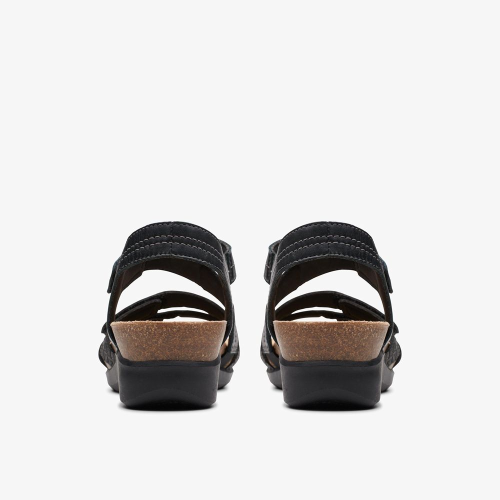 Black Clarks Women's Calenne Clara Wedge Sandals | 476SUMLPG