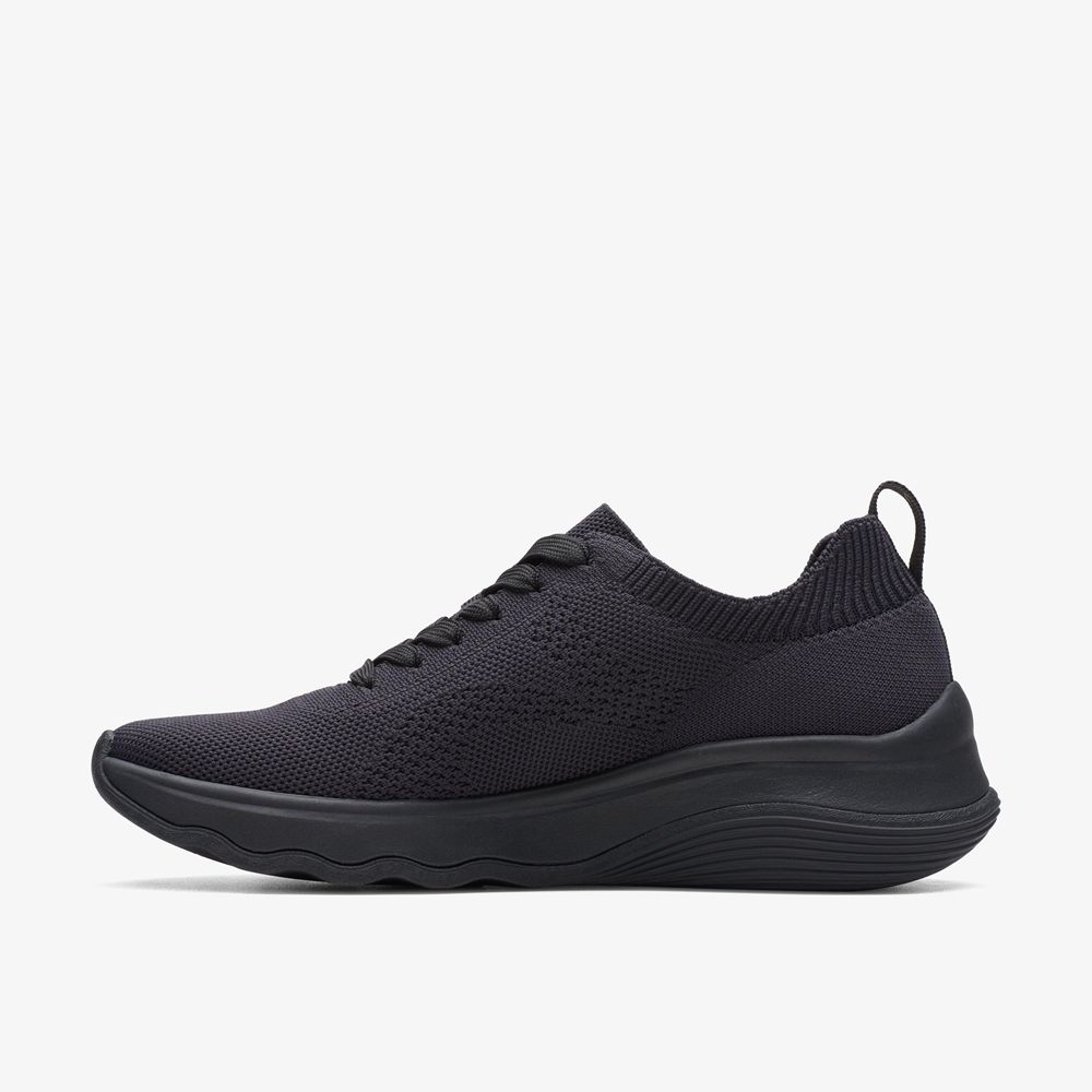 Black Clarks Women's Circuit Tie Sneakers | 094COELBK