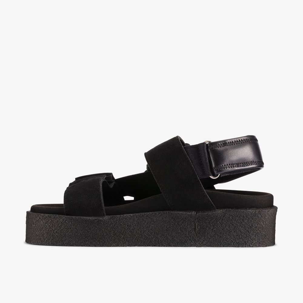 Black Clarks Women's Crepe Sandal Flat Sandals | 570COQGDR