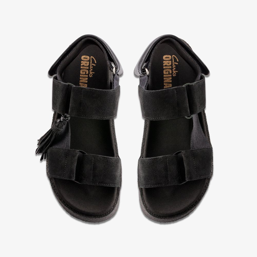 Black Clarks Women's Crepe Sandal Flat Sandals | 570COQGDR