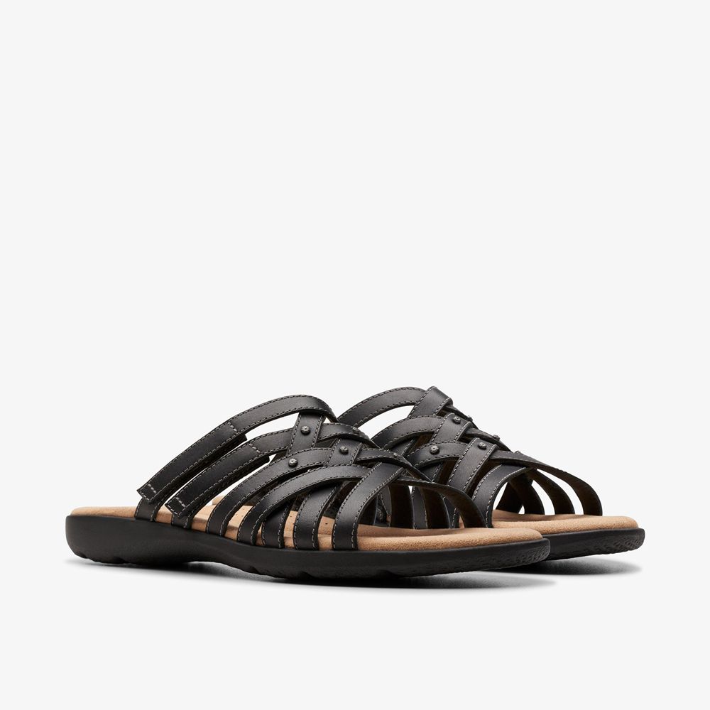 Black Clarks Women's Elizabelle Rio Flat Sandals | 189VAZEIG