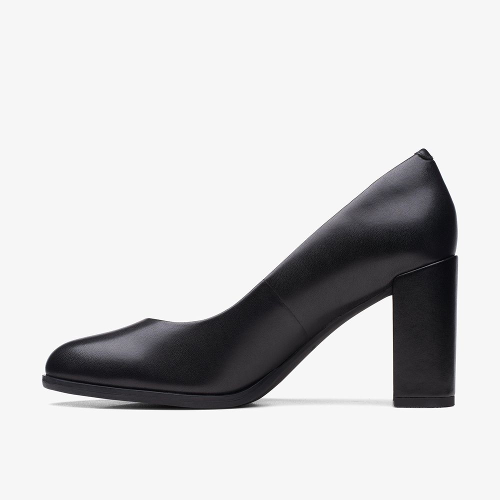 Black Clarks Women's Freva 85 Court Pumps | 972AGIYHK