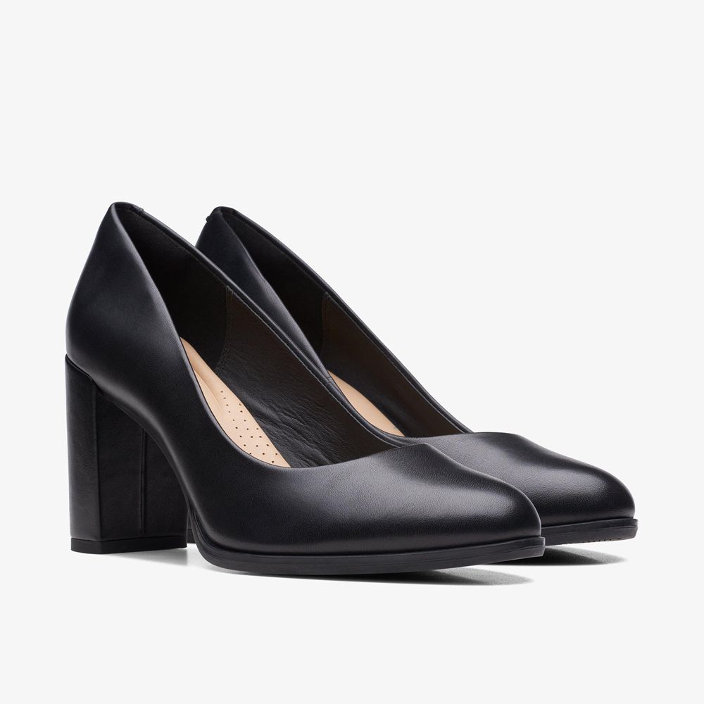 Black Clarks Women's Freva 85 Court Pumps | 972AGIYHK