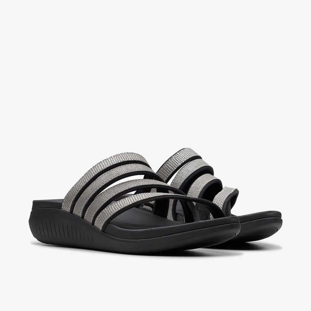 Black Clarks Women's Glide Hi Iris Wedge Sandals | 285DREOVK