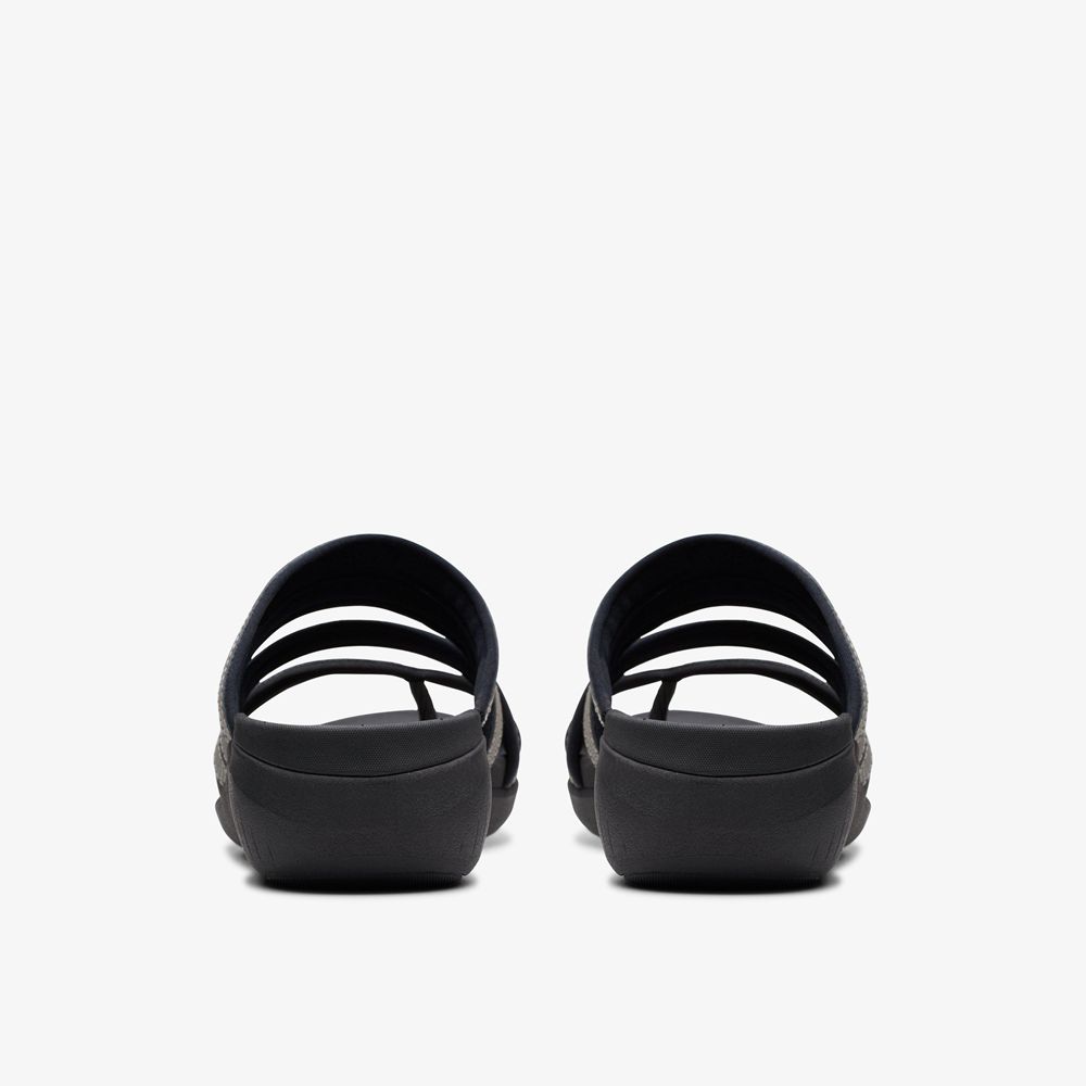 Black Clarks Women's Glide Hi Iris Wedge Sandals | 285DREOVK