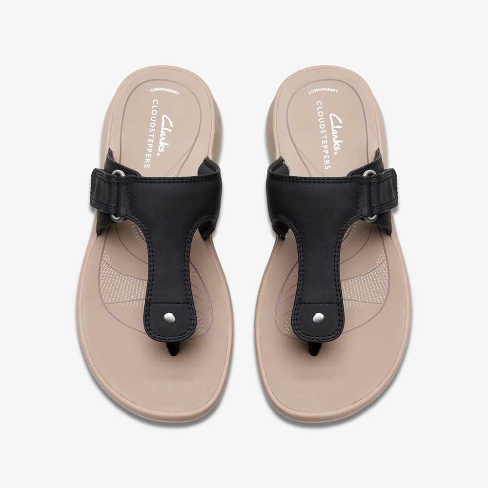 Black Clarks Women's Glide Walk Flat Sandals | 293UKTAQD