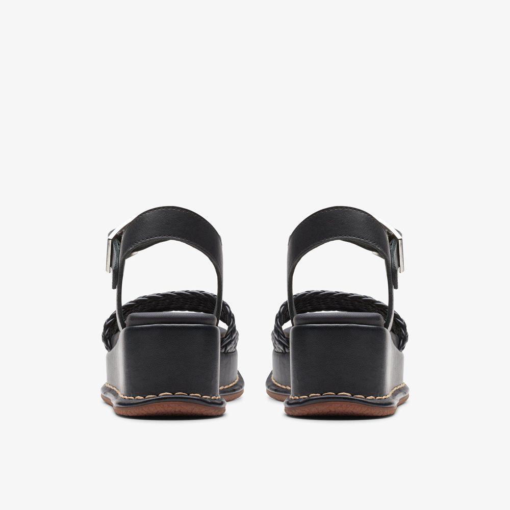 Black Clarks Women's Kimmei Bay Wedge Sandals | 143JEOZGN