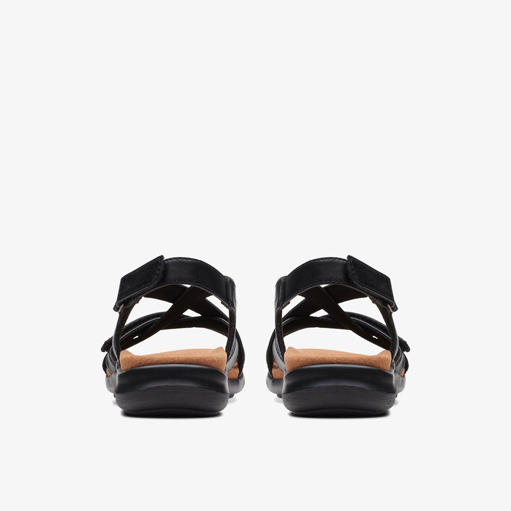 Black Clarks Women's Kitly Go Flat Sandals | 186OYXQJM