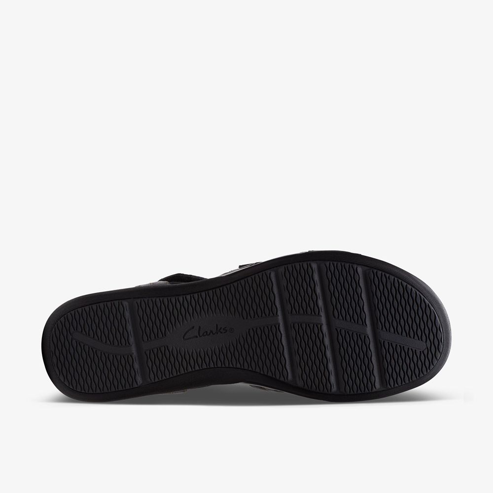 Black Clarks Women's Kitly Step Flat Sandals | 785VMDFRB