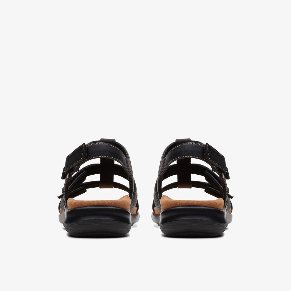 Black Clarks Women's Kitly Step Flat Sandals | 785VMDFRB