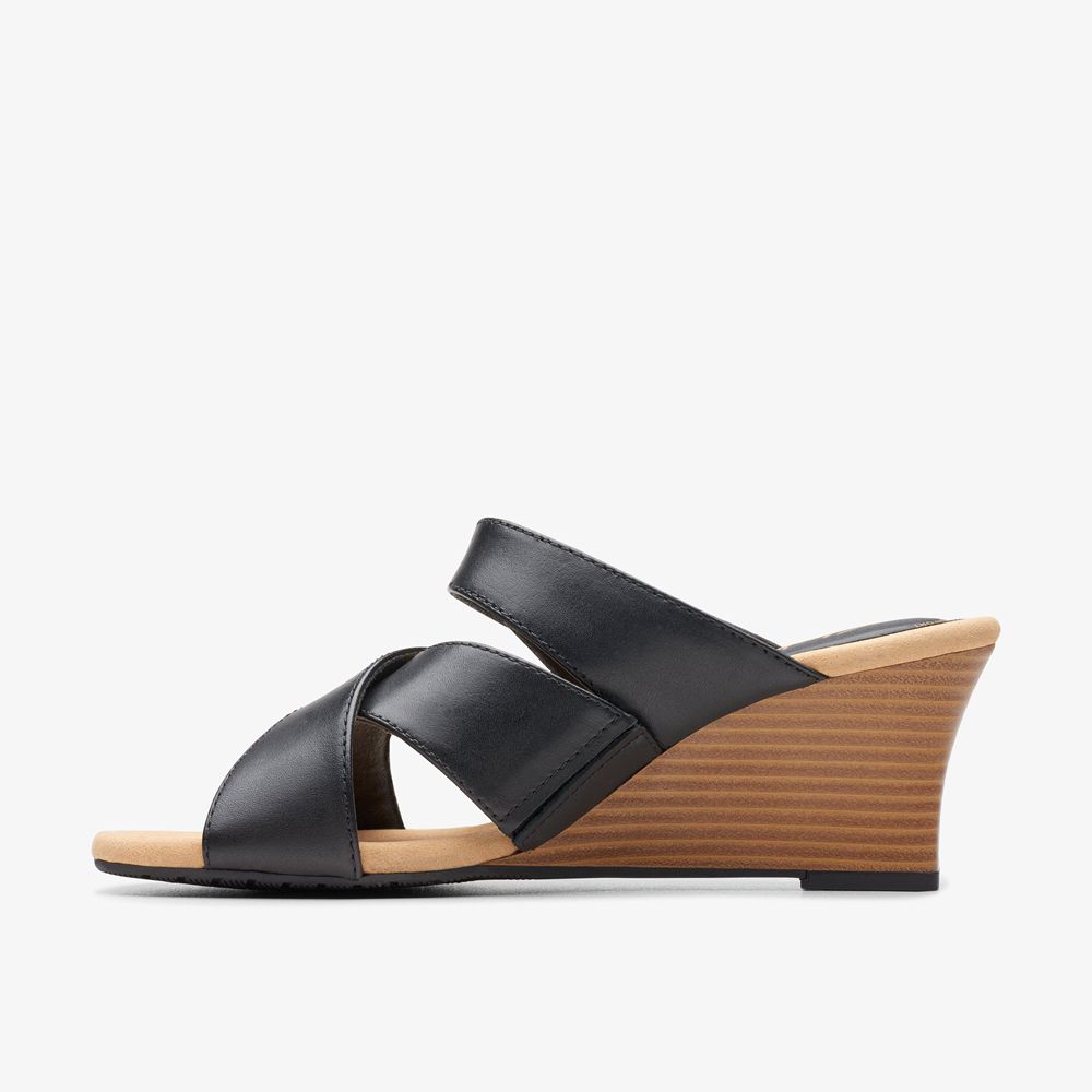 Black Clarks Women's Kyarra Judi Wedge Sandals | 860YINXVT