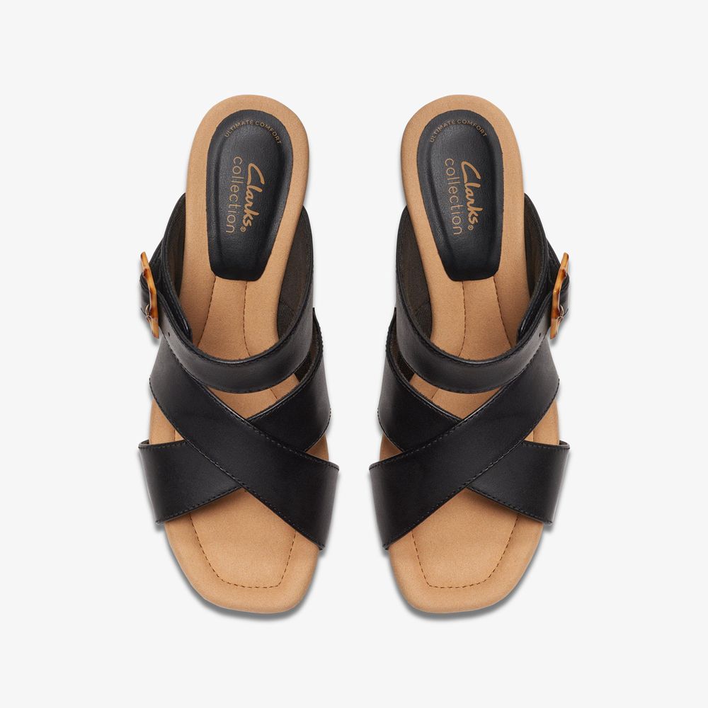 Black Clarks Women's Kyarra Judi Wedge Sandals | 860YINXVT