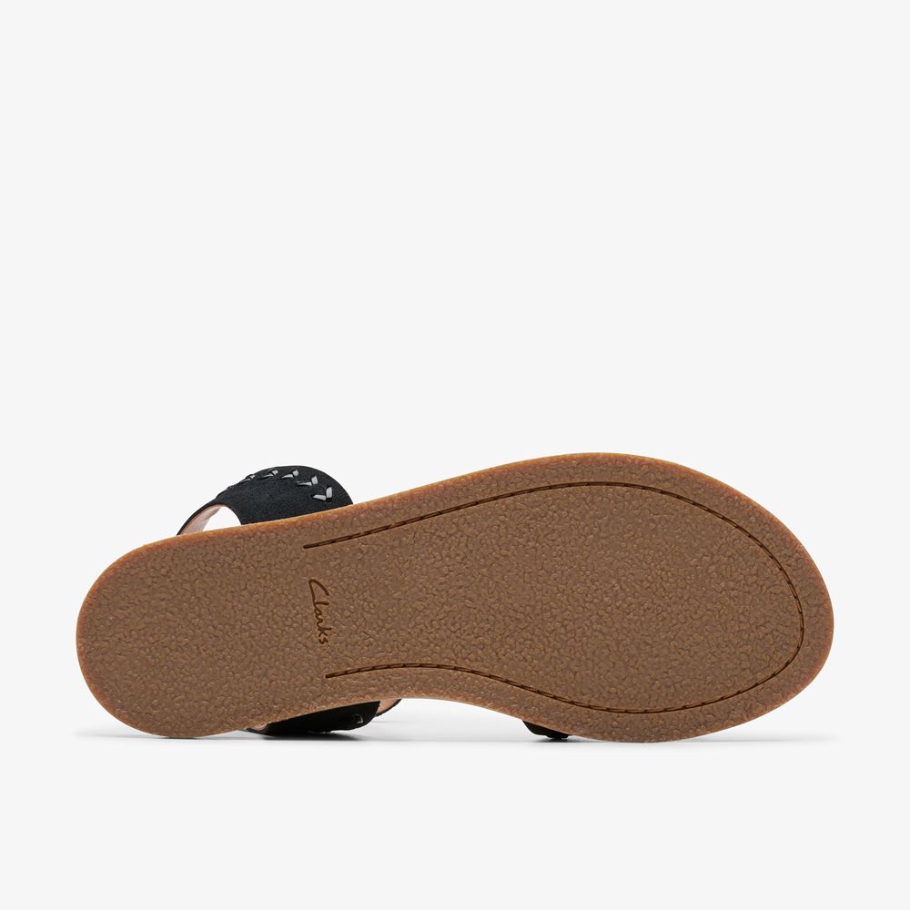 Black Clarks Women's Maritime May Flat Sandals | 621EBOTWP