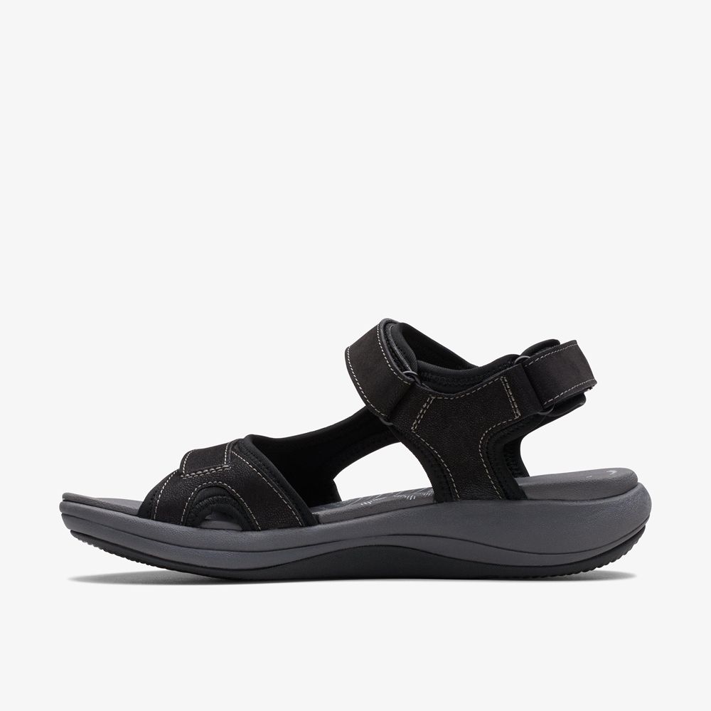 Black Clarks Women's Mira Bay Flat Sandals | 960OLXBTW