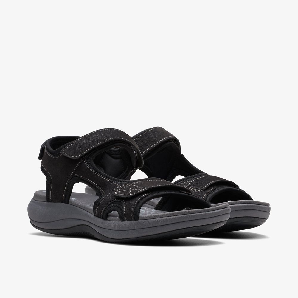 Black Clarks Women's Mira Bay Flat Sandals | 960OLXBTW