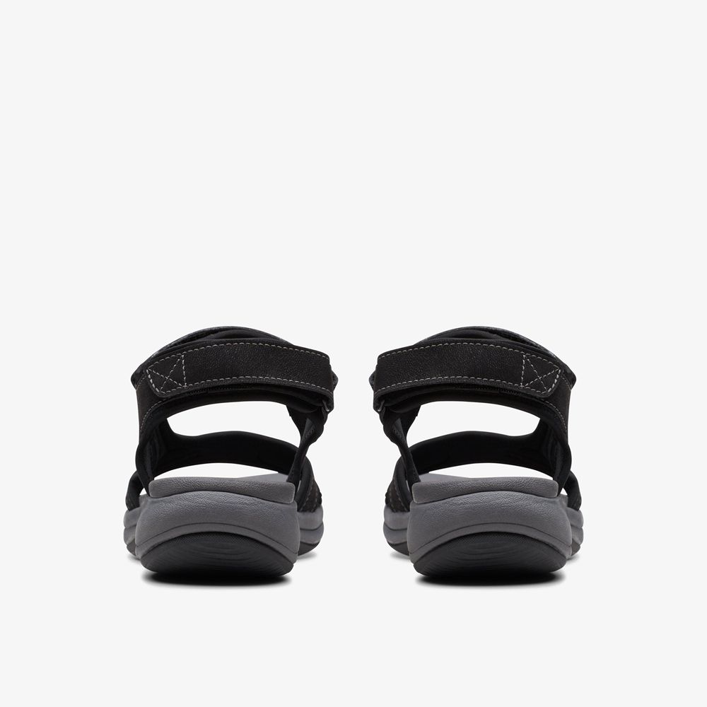 Black Clarks Women's Mira Bay Flat Sandals | 960OLXBTW